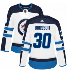 Womens Adidas Winnipeg Jets 30 Laurent Brossoit Authentic White Away NHL Jersey 