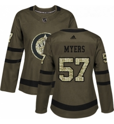 Womens Adidas Winnipeg Jets 57 Tyler Myers Authentic Green Salute to Service NHL Jersey 