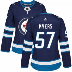 Womens Adidas Winnipeg Jets 57 Tyler Myers Authentic Navy Blue Home NHL Jersey 