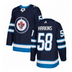 Youth Adidas Winnipeg Jets 58 Jansen Harkins Premier Navy Blue Home NHL Jersey 