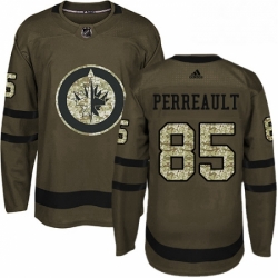 Youth Adidas Winnipeg Jets 85 Mathieu Perreault Authentic Green Salute to Service NHL Jersey 