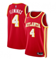 Men Atlanta Hawks  4 Kingston Flemings Red 2026 Draft Icon Edition Stitched Jersey