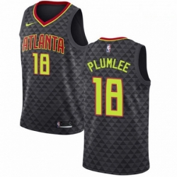 Mens Nike Atlanta Hawks 18 Miles Plumlee Swingman Black Road NBA Jersey Icon Edition 