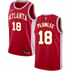 Youth Nike Atlanta Hawks 18 Miles Plumlee Authentic Red NBA Jersey Statement Edition 