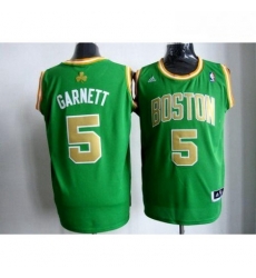 Celtics 5 Kevin Garnett Stitched Green Gold Number NBA Jersey