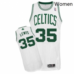 Womens Adidas Boston Celtics 35 Reggie Lewis Authentic White Home NBA Jersey 