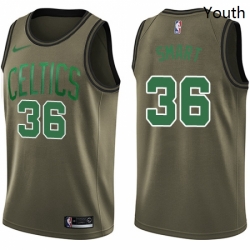 Youth Nike Boston Celtics 36 Marcus Smart Swingman Green Salute to Service NBA Jersey