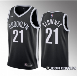 Men Brooklyn Nets 21 Noah Clowney Black 2023 Draft Icon Edition Stitched Basketball Jersey