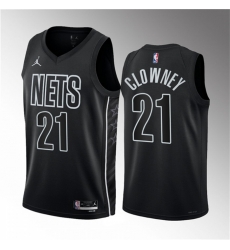 Men Brooklyn Nets 21 Noah Clowney Black 2023 Draft Statement Edition Stitched Basketball Jersey