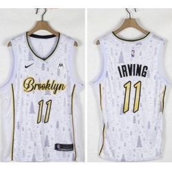 Men Nets 11 Kyrie Irving White Nike Christmas Edition Swingman Jersey