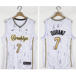 Men Nets 7 Kevin Durant White Nike Christmas Edition Swingman Jersey 42