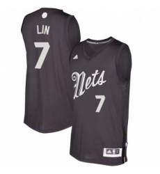 Mens Adidas Brooklyn Nets 7 Jeremy Lin Authentic Black 2016 2017 Christmas Day NBA Jersey