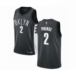 Mens Brooklyn Nets 2 Taurean Prince Authentic Gray Basketball Jersey Statement Edition 