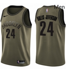 Mens Nike Brooklyn Nets 24 Rondae Hollis Jefferson Green Salute to Service NBA Swingman Jersey