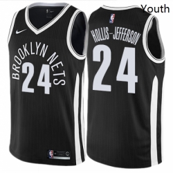 Youth Nike Brooklyn Nets 24 Rondae Hollis Jefferson Swingman Black NBA Jersey City Edition