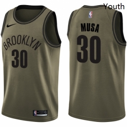 Youth Nike Brooklyn Nets 30 Dzanan Musa Swingman Green Salute to Service NBA Jersey 