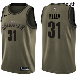 Youth Nike Brooklyn Nets 31 Jarrett Allen Swingman Green Salute to Service NBA Jersey 