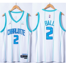 Men Charlotte Hornets 2 LaMelo Ball White 75th Anniversary Stitched NBA Jersey