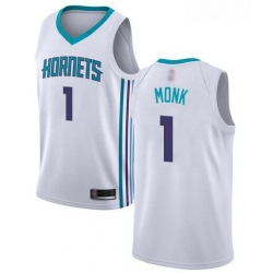 Men White Malik Monk Men Jersey #1 Authentic Charlotte Hornets Basketball Association Edition