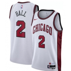 Men Chicago Bulls 2 Lonzo Ball White 2022 23 City Edition Stitched Basketball Jersey