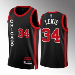 Men Chicago Bulls 34 Justin Lewis Black 2023 24 City Edition Stitched Basketball Jersey