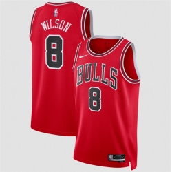 Men Chicago Bulls  8 Caleb Wilson Red 2026 Draft Icon Edition Stitched Basketball Jersey