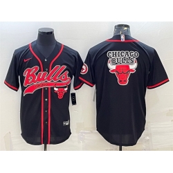 Men Chicago Bulls Black Team Big Logo Cool Base Stitched Baseball JerseyS