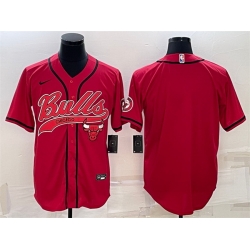 Men Chicago Bulls Blank Red Cool Base Stitched Baseball Jersey