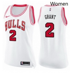 Womens Nike Chicago Bulls 2 Jerian Grant Swingman WhitePink Fashion NBA Jersey