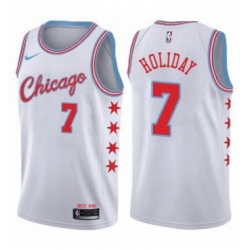 Womens Nike Chicago Bulls 7 Justin Holiday Swingman White NBA Jersey City Edition 