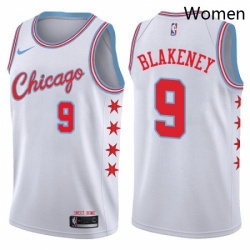 Womens Nike Chicago Bulls 9 Antonio Blakeney Swingman White NBA Jersey City Edition 