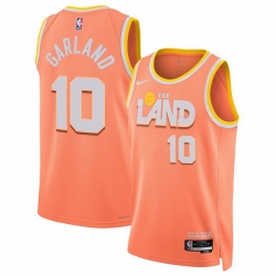 Men Cleveland Cavaliers 10 Darius Garland Orange 2025 26 City Edition Stitched Jersey