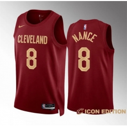 Men Cleveland Cavaliers 8 Pete Nance Wine Icon Edition Stitched Jersey