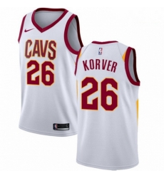 Mens Nike Cleveland Cavaliers 26 Kyle Korver Authentic White Home NBA Jersey Association Edition 