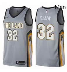 Mens Nike Cleveland Cavaliers 32 Jeff Green Swingman Gray NBA Jersey City Edition 