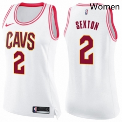 Womens Nike Cleveland Cavaliers 2 Collin Sexton Swingman WhitePink Fashion NBA Jersey 