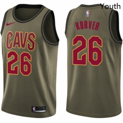 Youth Nike Cleveland Cavaliers 26 Kyle Korver Swingman Green Salute to Service NBA Jersey 