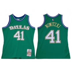 Men Dallas Mavericks 41 Dirk Nowitzki Green Stitched Jersey