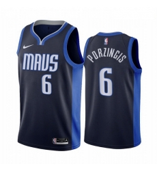 Men Dallas Mavericks 6 Kristaps Porzingis Navy NBA Swingman 2020 21 Earned Edition Jersey