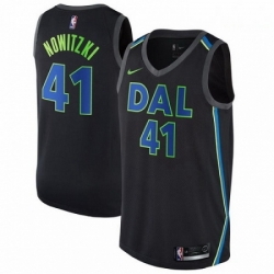 Mens Nike Dallas Mavericks 41 Dirk Nowitzki Swingman Black NBA Jersey City Edition