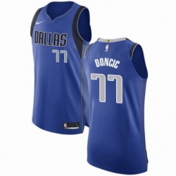 Mens Nike Dallas Mavericks 77 Luka Doncic Authentic Royal Blue Road NBA Jersey Icon Edition 