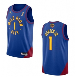 Men Denver Nuggets 1 Michael Porter Jr  Blue 2023 Finals Champions Statement Edition Stitched Basketball Jersey