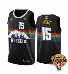 Men Denver Nuggets 15 Nikola Jokic Black 2023 Finals City Edition Stitched Basketball Jersey