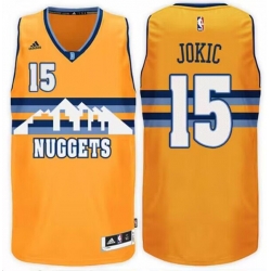 Men Denver Nuggets 15 Nikola Jokic Gold 2016 17 Swingman Stitched Basketball Jersey