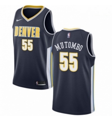 Mens Nike Denver Nuggets 55 Dikembe Mutombo Swingman Navy Blue Road NBA Jersey Icon Edition