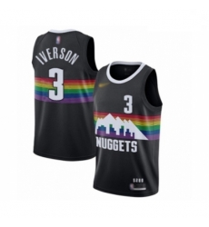 Youth Denver Nuggets #3 Allen Iverson Swingman Black Basketball Jersey - 2019 20 City Edition