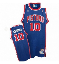 Mens Adidas Detroit Pistons 10 Dennis Rodman Authentic Blue Throwback NBA Jersey