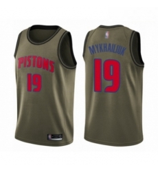 Mens Detroit Pistons 19 Sviatoslav Mykhailiuk Swingman Green Salute to Service Basketball Jersey 