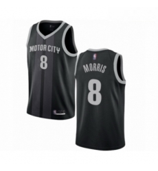 Mens Detroit Pistons 8 Markieff Morris Authentic Black Basketball Jersey City Edition 