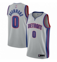 Mens Nike Detroit Pistons 0 Andre Drummond Swingman Silver NBA Jersey Statement Edition